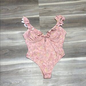 🏁 Joe Fresh  Roxy Earler Pink Floral Ruffle Swimsuit size 1X
